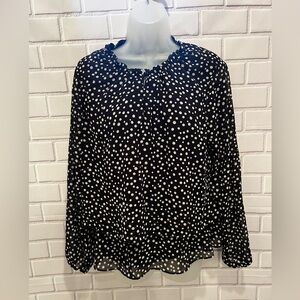 NINE WEST women long sleeve polka dot blouse/size L